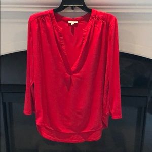 Pleione XL Petite long sleeve blouse top red XLP